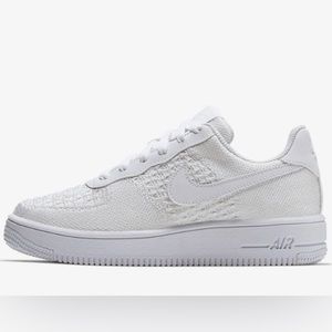White Nike Air Force One (AF1) Low Fly Knit